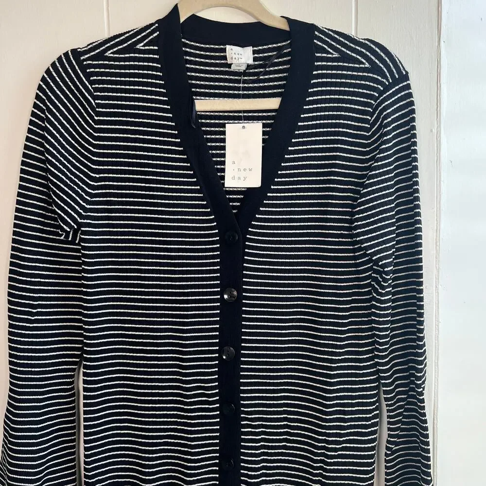 NWT a new day Women's Long Sleeve Midi Striped Sweater dress Size L